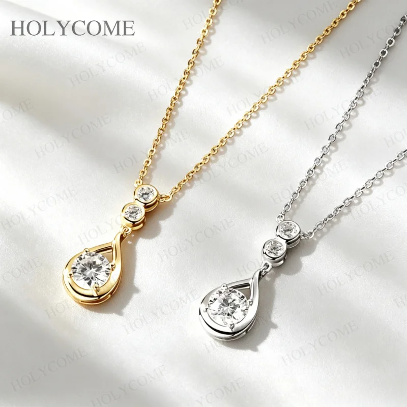925 Sterling Silber Halskette mit Moissanit für Damen, 18k vergoldeter Schmuckanhänger, Geschenk für Geburtstagsfeier, Schmuckgeschenk, Neu – Detail 5