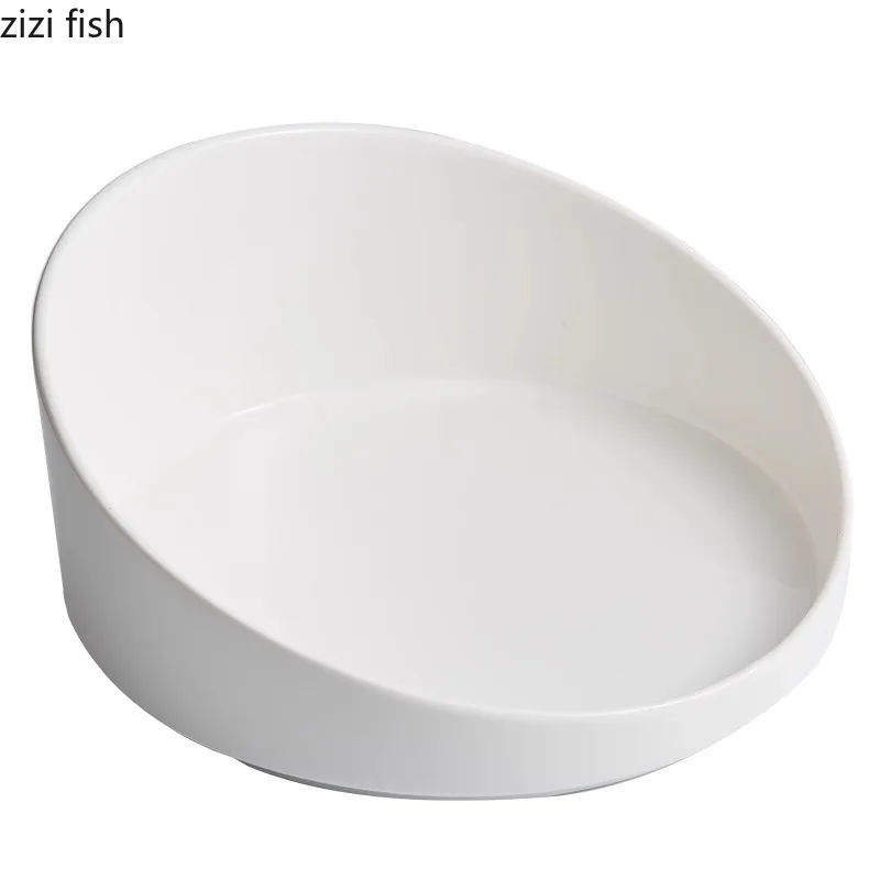 طبق سيراميك أبيض طبق سلطة الحلوى ديم سوم لوحة أطباق للوجبات الخفيفة أطباق تقديم المطبخ الجزيئي مطعم أدوات المائدة #6