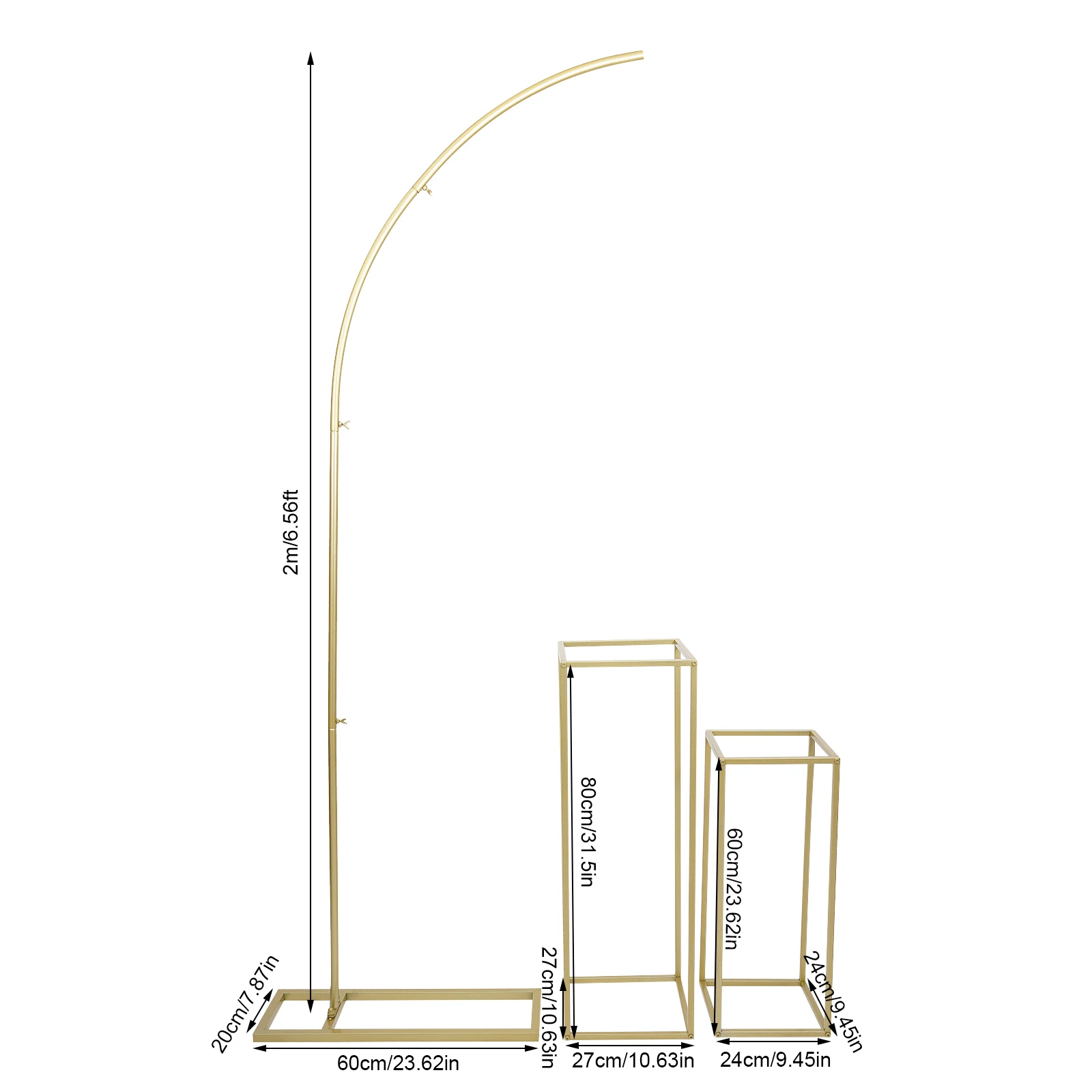 Wedding Arch, Roadway Wedding Stand, Wedding Support Set Gold 2m Frame 27x27x80cm 24x24x60cm Square Flower Rack Durable Decor for Ceremony Party