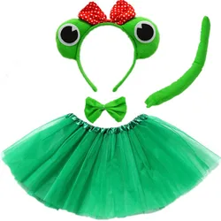 Cartoon Kids Child Frog Prince Headband Tutu Skirt Tie Tail  Party Animal  Gift      Birthday Halloween Costume Cosplay