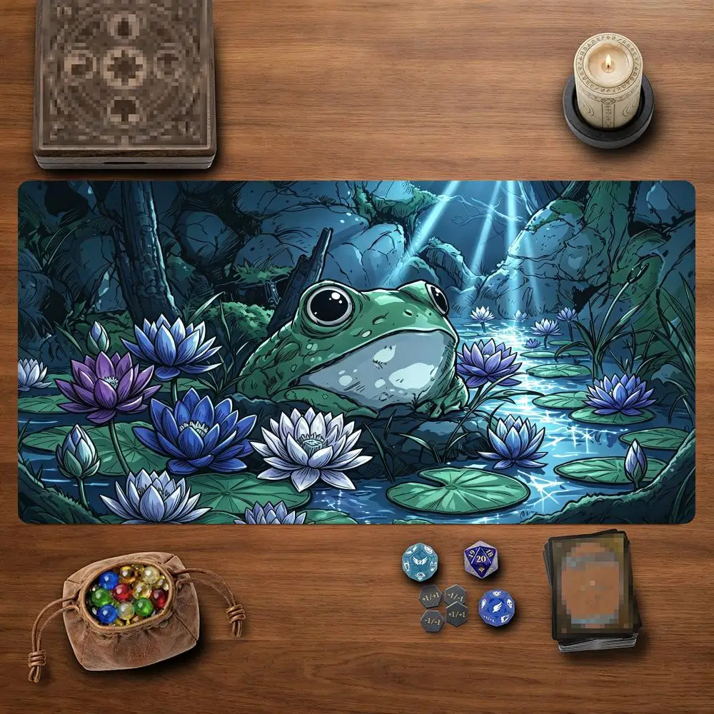 Frog Lotus Design TCG Playmat Magic Card Battle Mat 35X60CM Gathering Gaming Mats Tapete Magic Gaming Play Mat Card Desk Pads