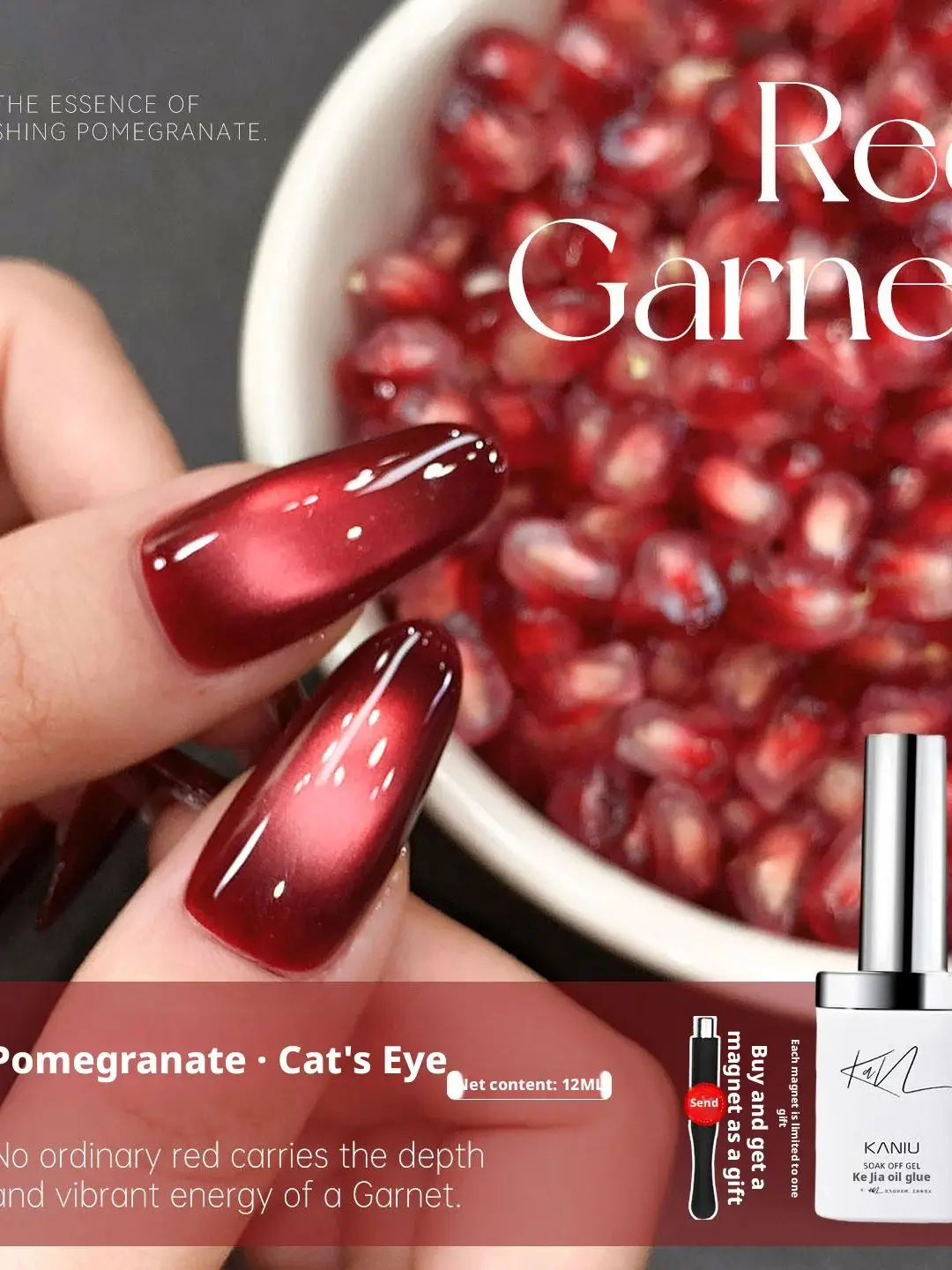 Kaniu Ruby Cat Eye Gel-Nagellack 2026 Neue Herbst/Winter-Kollektion Blutroter Kristallglas-Perlen Spiegelglanz Gel-Nagellack