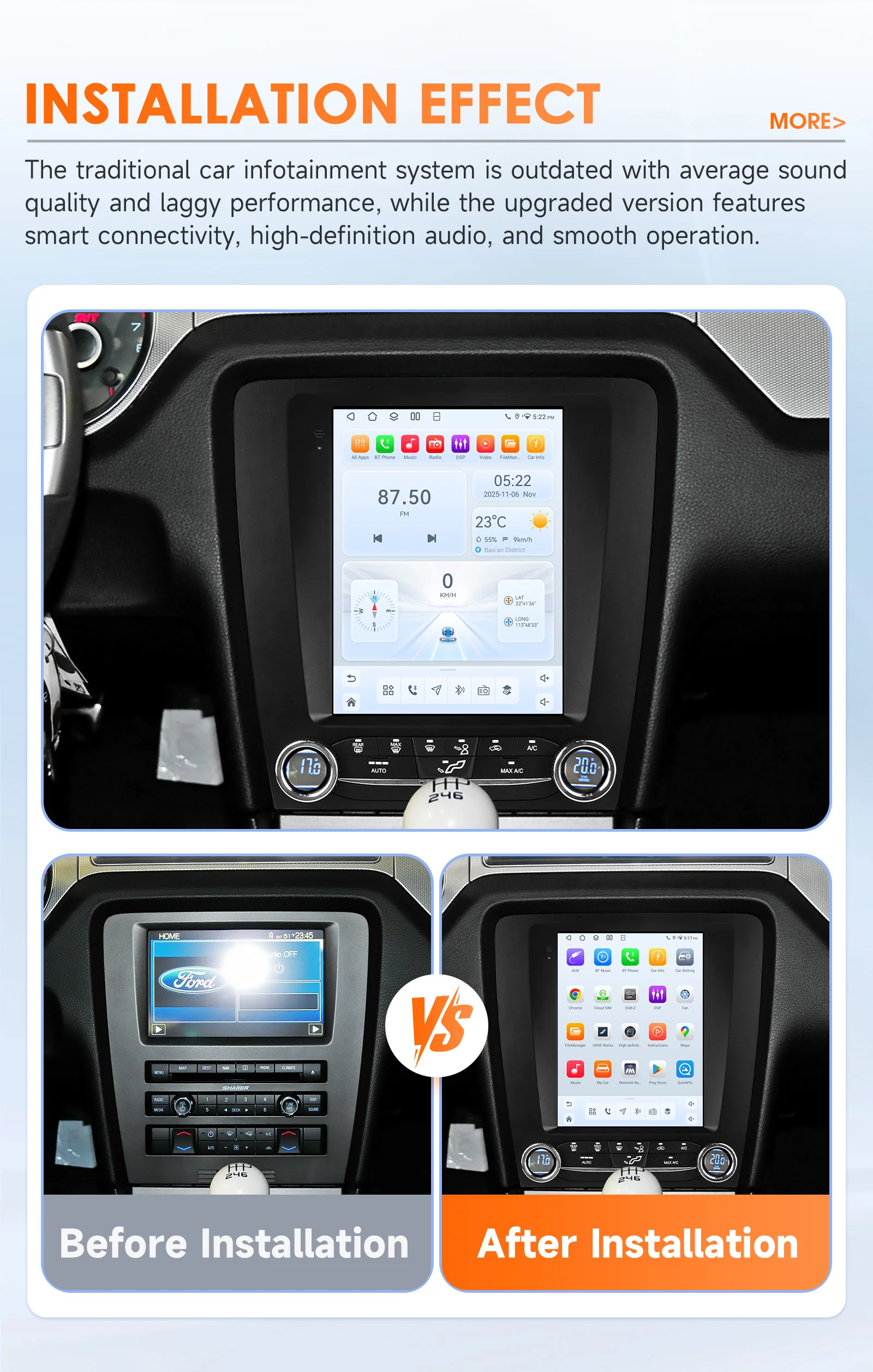 Hizpo 9.7inch For Tesla Style Car Radio For Ford Mustang 2010-2014 Android Auto 4G Wireless Carplay DSP Multimedia Player 2Din Stereo Autoradio Navigation GPS Car AI Intelligent Systems Head Unit Autoradio Video Stereo Audio QLED Touch Screen WIFI FM AM D view 3