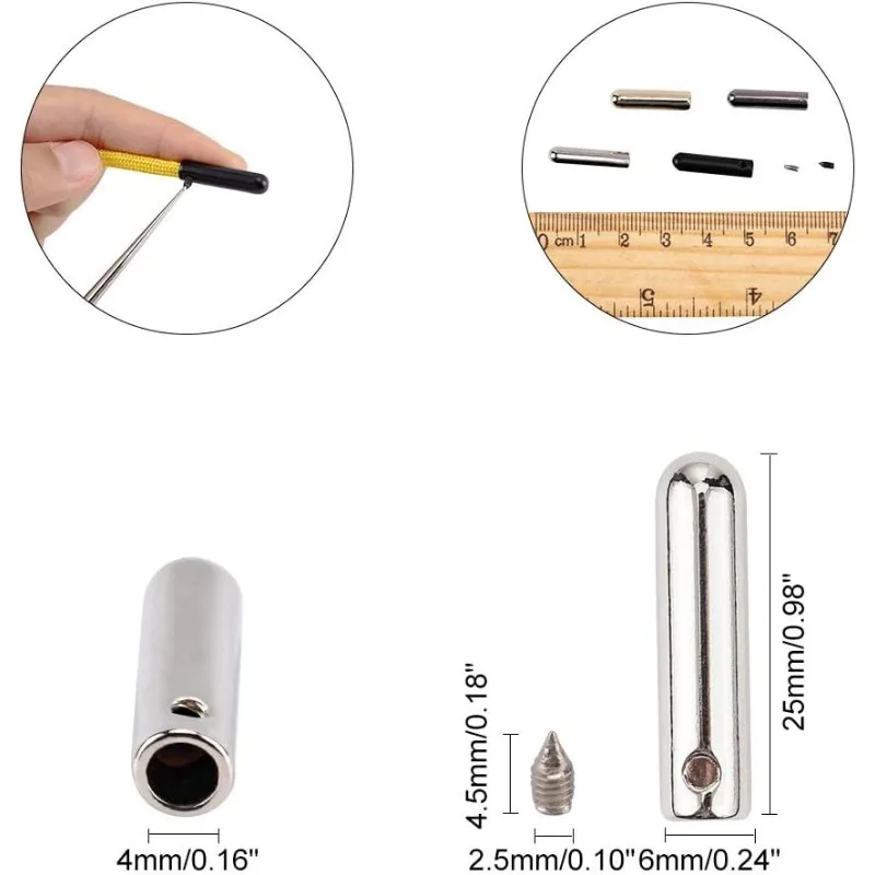 24 zestawy śrub do sznurowadeł 4-kolorowe aluminiowe głowice sznurowadeł i końcówki metalowe Aglet końcówki zamienne do majsterkowania naprawa