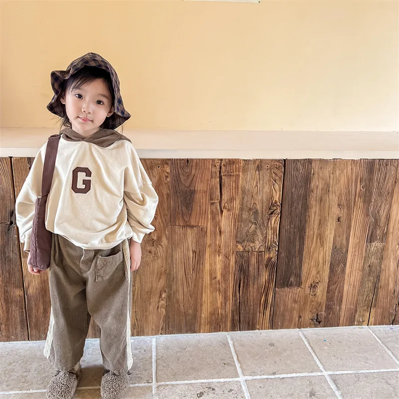 Calça infantil harém de veludo de veludo, calça casual feminina sólida para o outono, de 1 a 6 anos infantil, nova, 2024