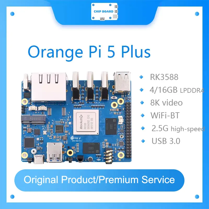 

Orange Pi 5 Plus Single Board Computer RK3588 PCIE Module External WiFi-BT SSD 8K Orange Pi5 Plus Demo Development Board