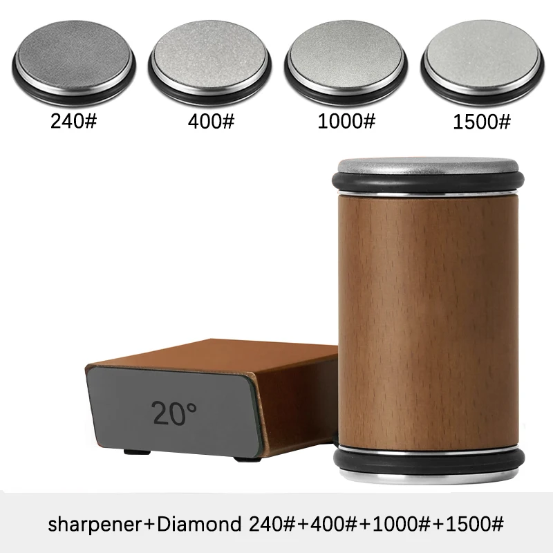 Rollender Messerschärfer, doppelseitiger Diamant-Schleifstein, 15/20 ° Grad magnetischer Winkelrollen zum Schärfen von Küchenmessern
