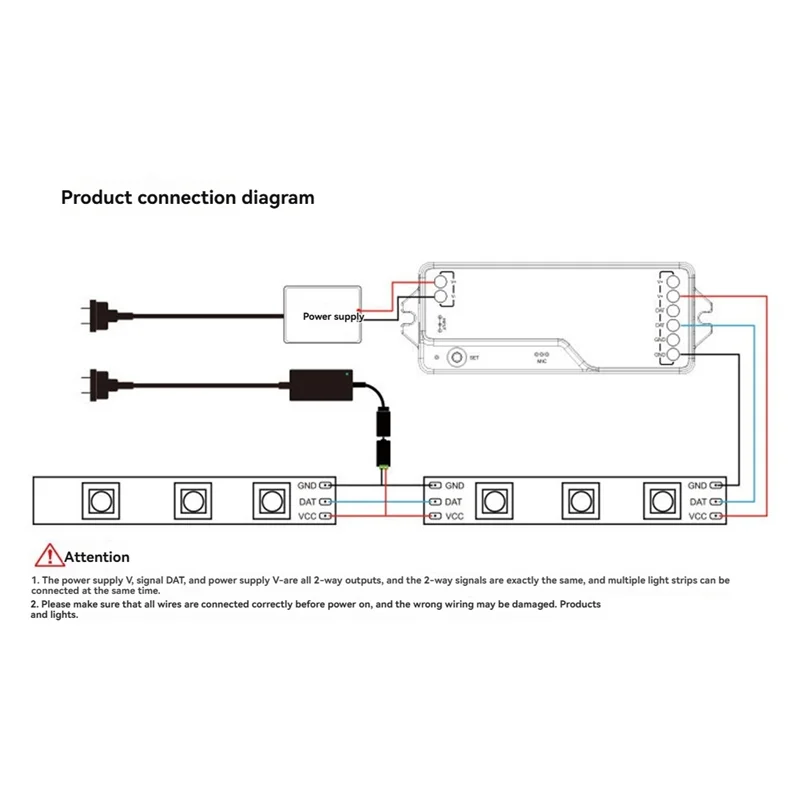 

ABVO-Tuya Wifi LED Controller RGB IC LED Controller Set RF Remote Tuya APP Work For WS2811 WS2812B WS2815