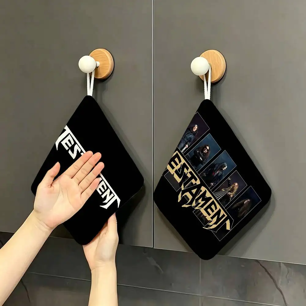 rock Metal Band T-Testament Thrash Polyester Cotton Hand Wiping Towel, Anti-shrink Hanging Kitchen Cloth for Household Cleaning