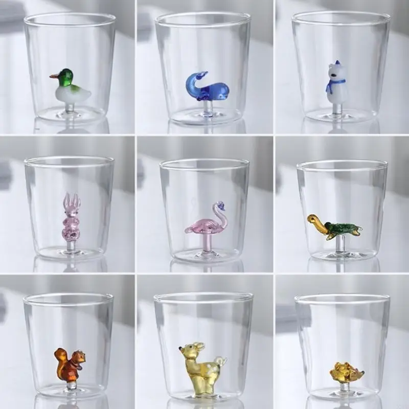 High Borosilicate Heat Resistant Cartoon Glass Cup With Shatterproof Design for Home Office and Travel Use X3UC