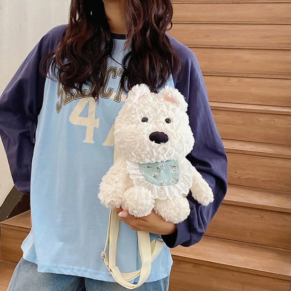pp-algodao-westie-cao-mochila-de-pelucia-colecao-bolsa-de-ombro-plushie-boneca-saco-de-pele-macio-grande-capacidade