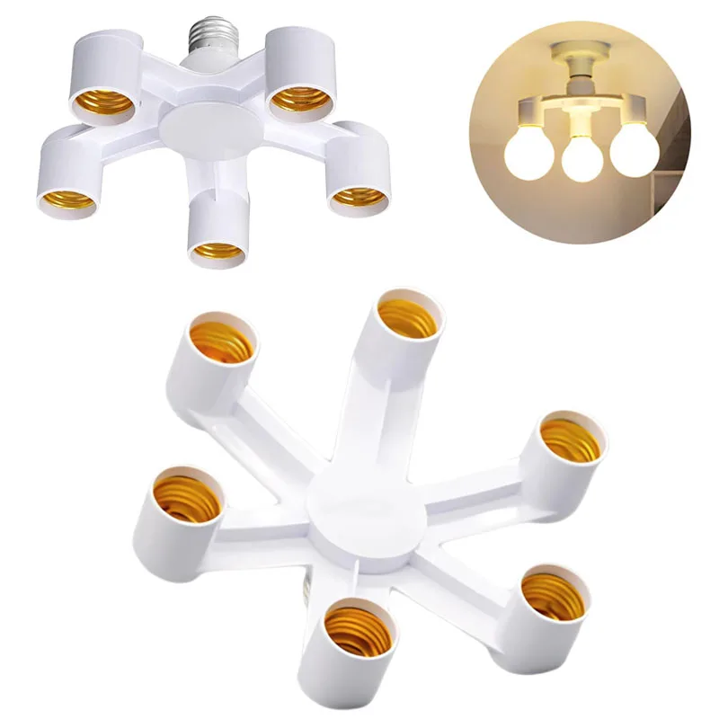 Universal E27 To E27 LED Bulb Socket Lamp Bases Universal Socket 6 In1 Splitter Lamp Holder Converter LED Lamp Socket Light Bulb