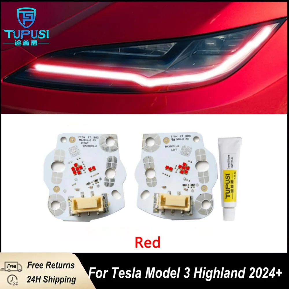 Blue Red Yellow Color LED DRL Boards For Tesla Model 3 2024-UP Refit Daytime Running Light Chip Module LED Headlight