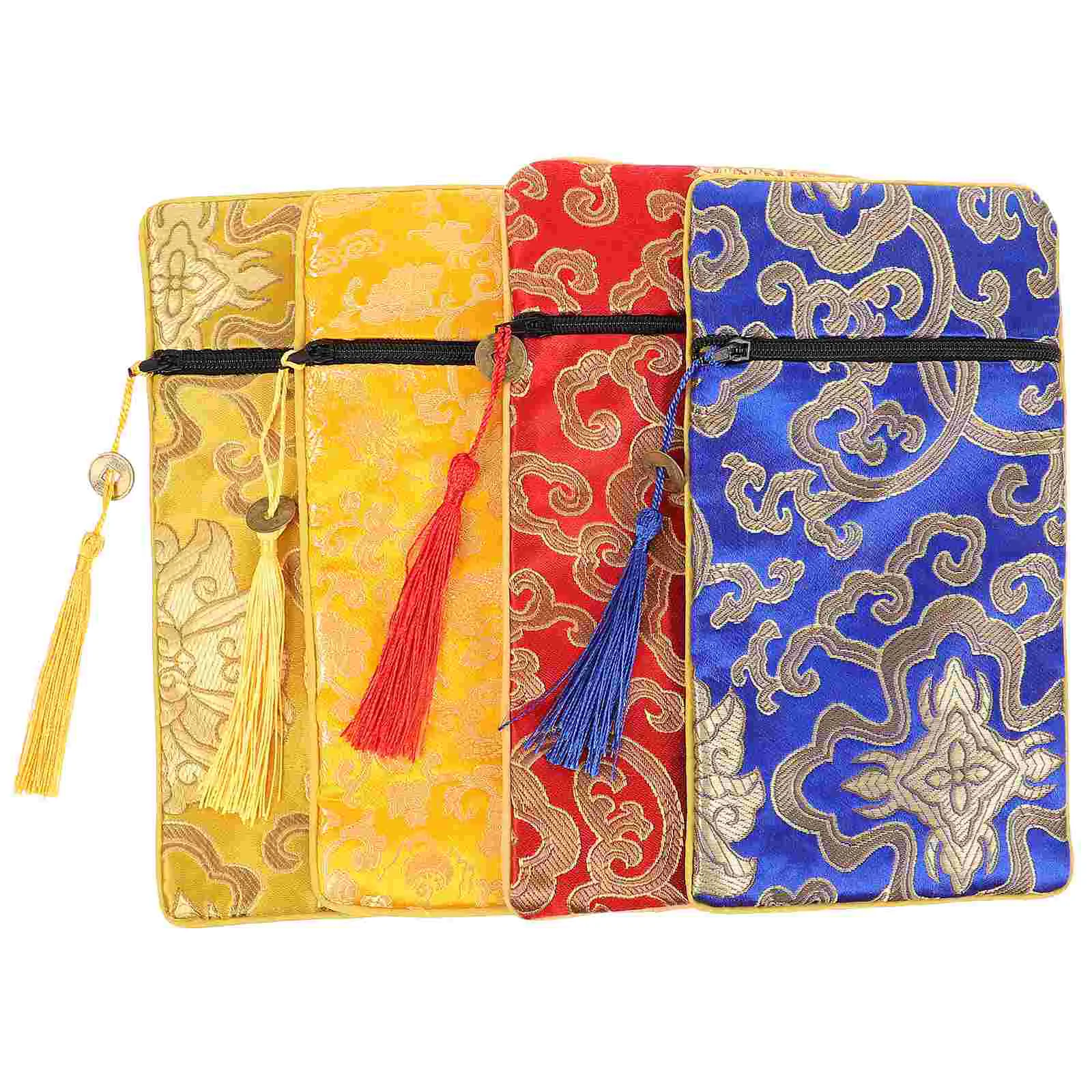 4 Pcs Scriptures Bags Sutra Book Gift Container Folk-custom Pouch Travel