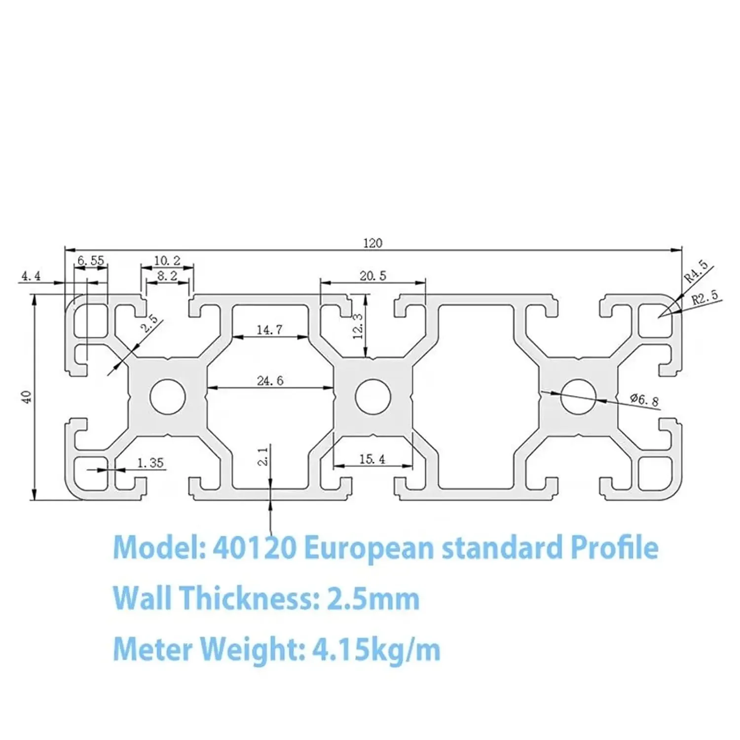 40x120mm Extruded Frame European Standard 40120 Aluminum Profile Linear Rail Rack for CNC Equipment Furniture Framework Stand Ed