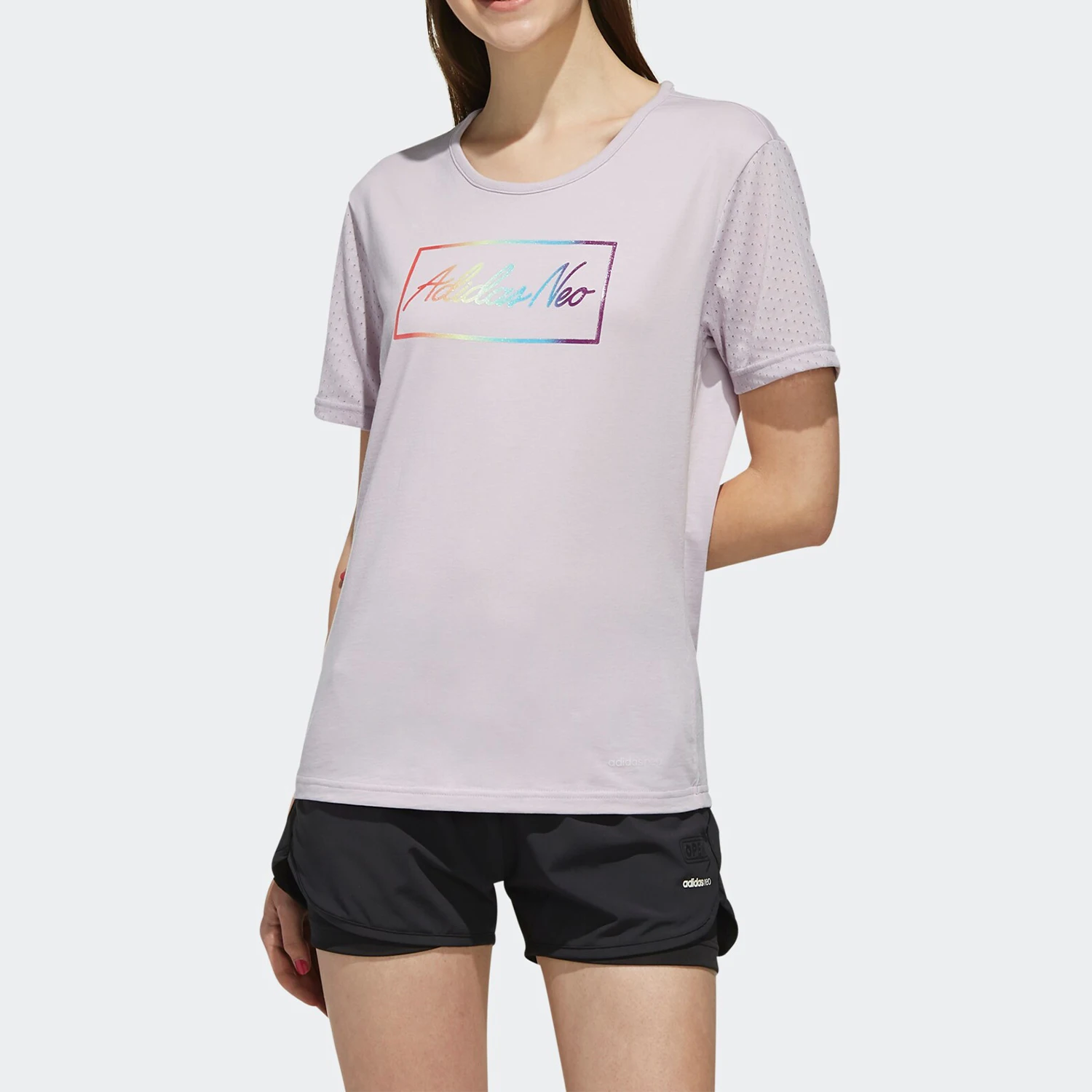

Оригинальная женская спортивная футболка Adidas NEO W CS RNBW TEE с короткими рукавами FK9963