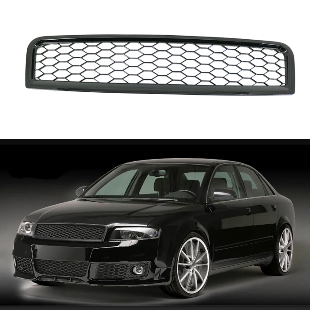 1pc 8E0853651F Honeycomb Mesh Front Bumper Grille for Audi 2002 2003 2004 2005 A4 B6 (regular model) S4 B6 2004 2005 AU1200114