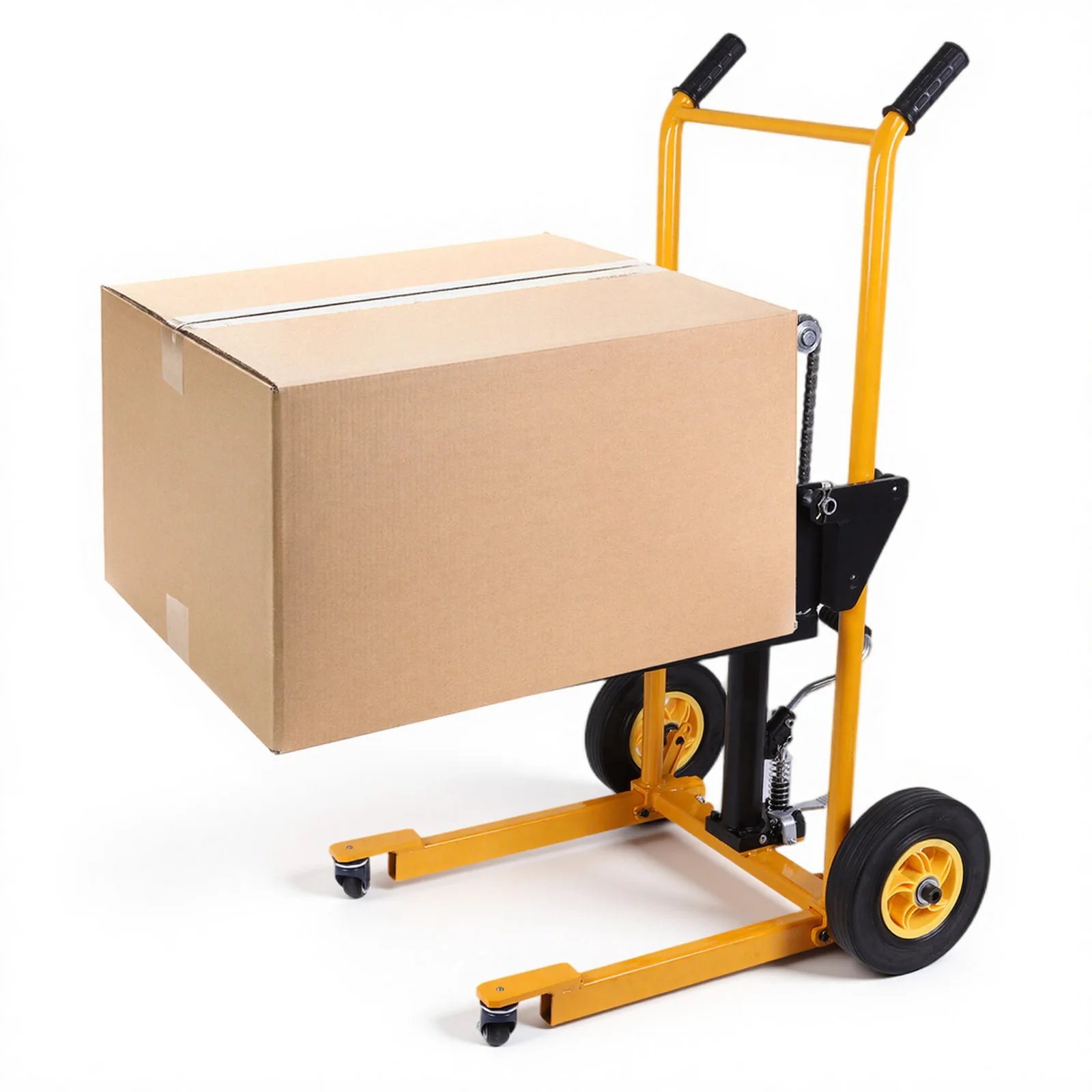 Troli Angkat Lipat Mini Forklift dengan Roda Putar, Troli Meja Pallet Jack Portabel, Troli Pallet Tahan Aus