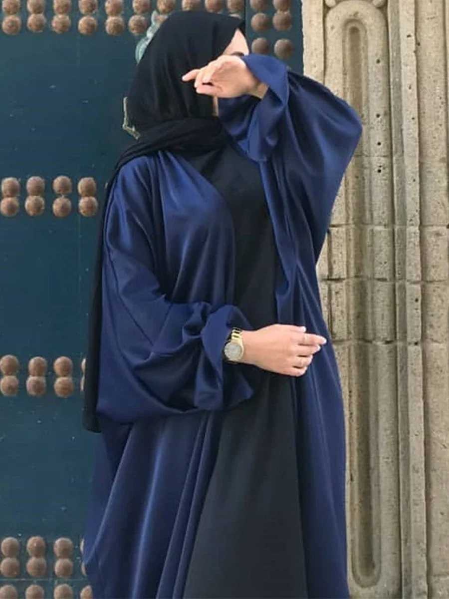 Verano musulmán Puff manga Abaya mujeres vestido elegante modesto Marruecos fiesta vestido largo islámico Turquía Dubai Eid Ramadán Jubah 2022