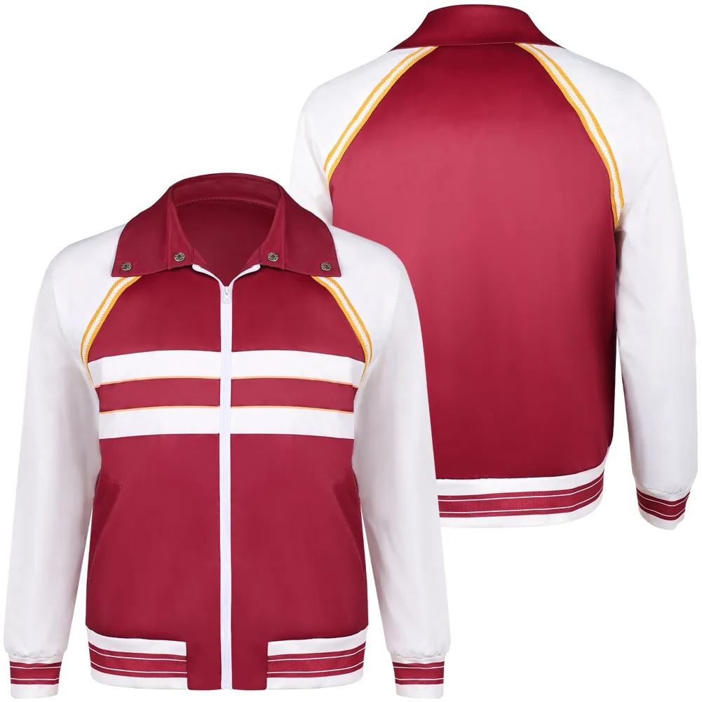 

Disguise TV ST 5 Lucas Sinclair Cosplay Red Coat Sporty Casual Jacket Costume White Stripe Top Halloween Carnival Party Outfits