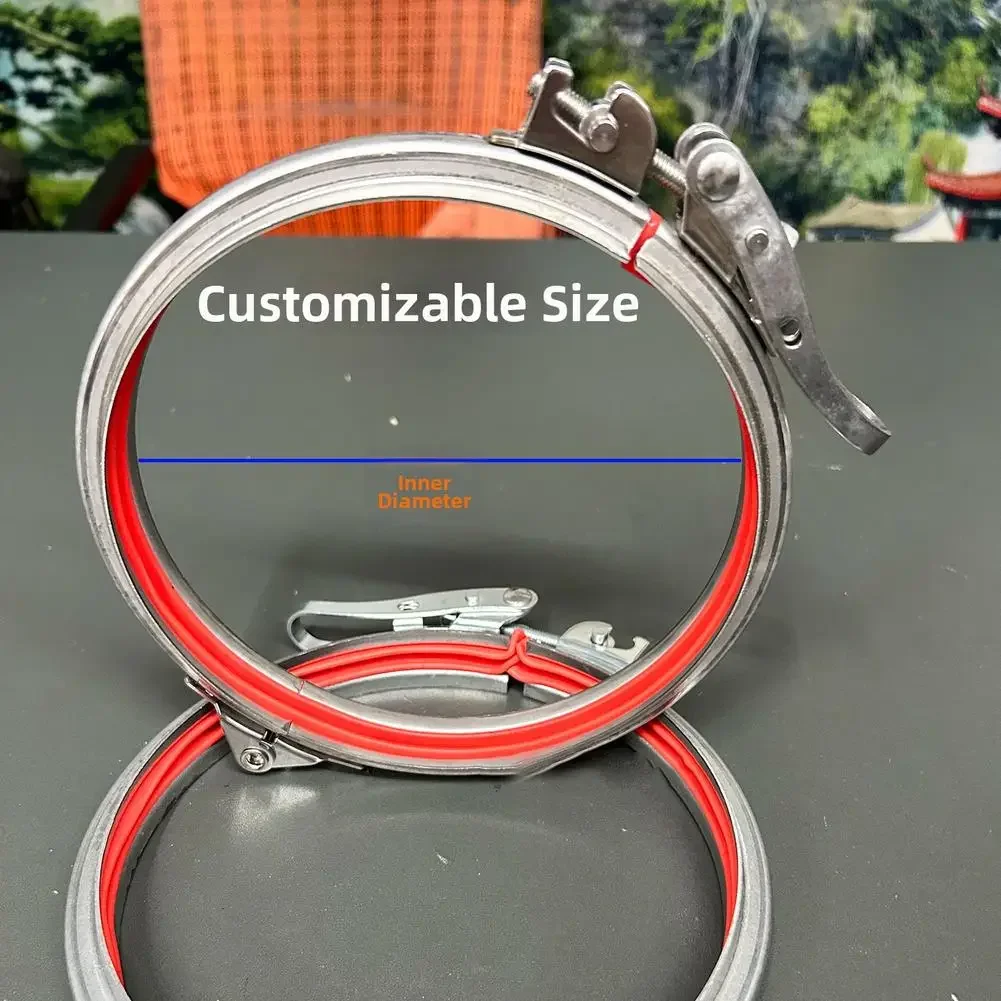 Adjustable Hose Clamp Quick Release Round Duct Clamp Rubber Liner Heavy Duty Galvanized Steel Hose Clamp Hardware Accessories