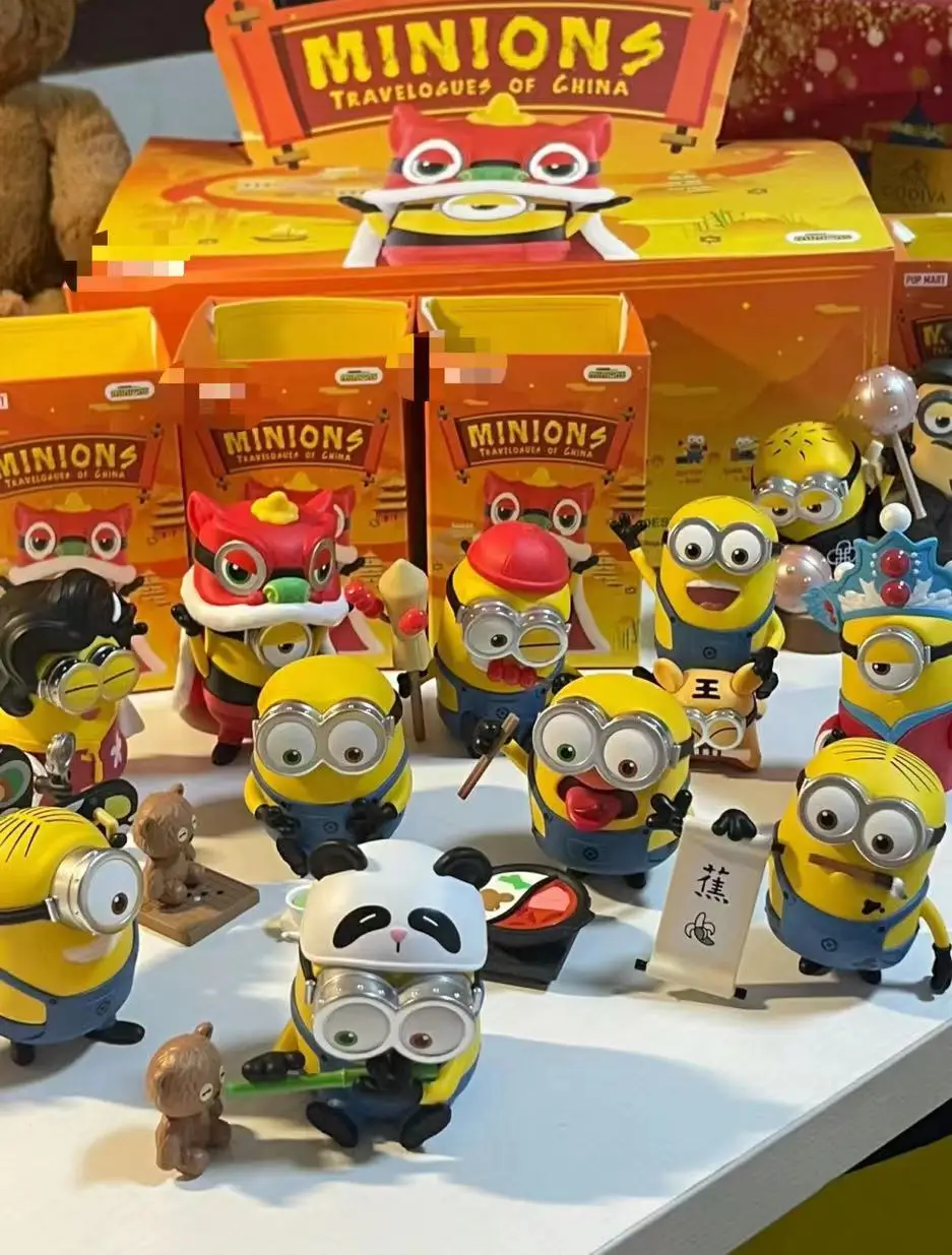 New Minions China Tour Series Figures Blind Box Children'S Toys Desktop Ornaments Surprise Box Year Of The Dragon Gifts