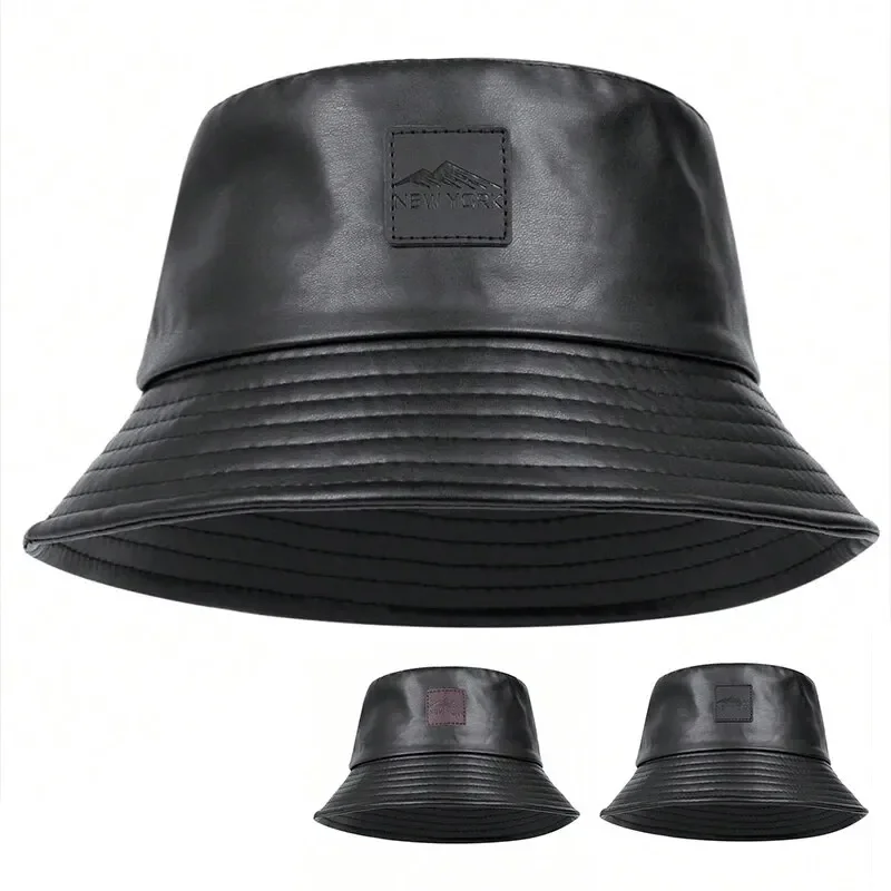 Unisex PU-Leder Label Mountain Stamp Range Fischerhüte Anglermützen Outdoor Freizeitmütze Sonnenschutzhut