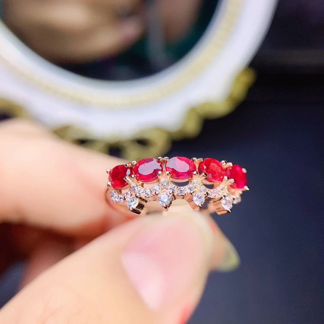 

Natural Ruby Ring, 925 Silver Certified, 3x4mm Red Gemstone, pretty girl gift, free shipping