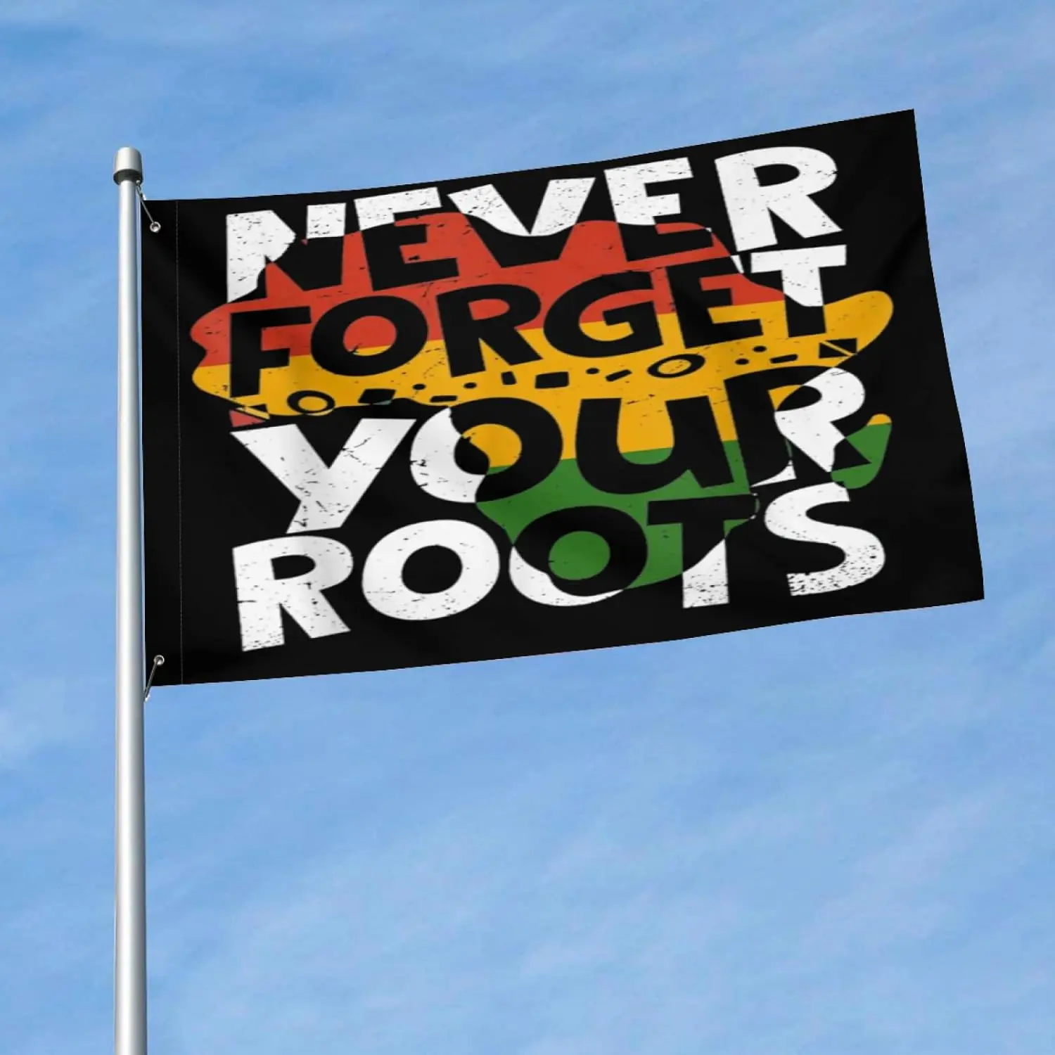 Flagicts 100% Polyester Our African Roots Run Deep Black History Month Afro Pride Horizontal Single-Layer Flag