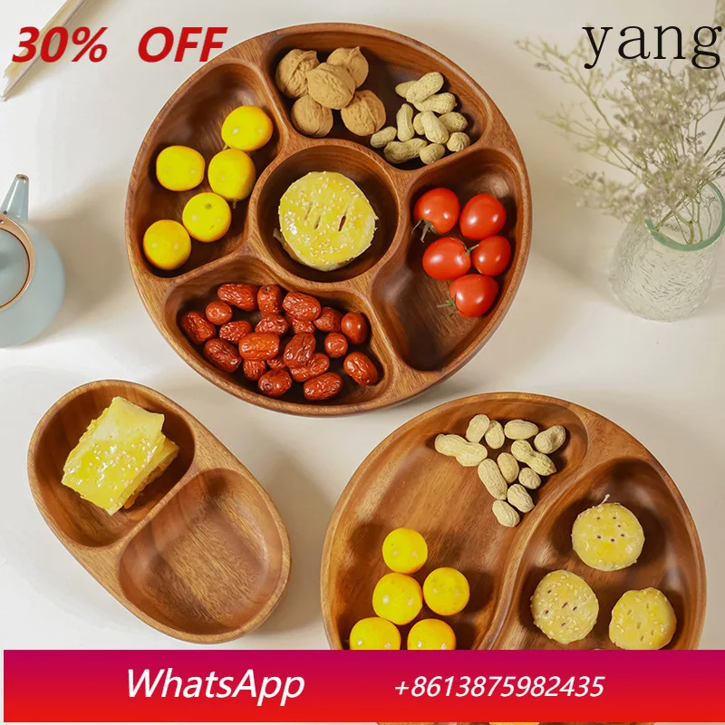 

LH fruit plate grid dried fruit snack plate acacia wood salad bowl solid wood fruit plate