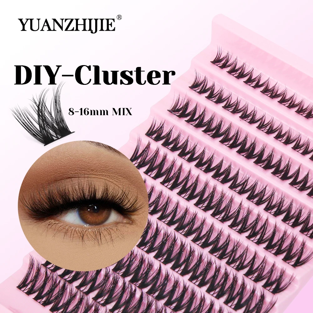 

YUANZHIJIE DIY Cluster Lashes 0.07mm Thickness Matte Black Soft Velvet Fiber Segmented Eyelash Extension Fit for Everyday Makeup