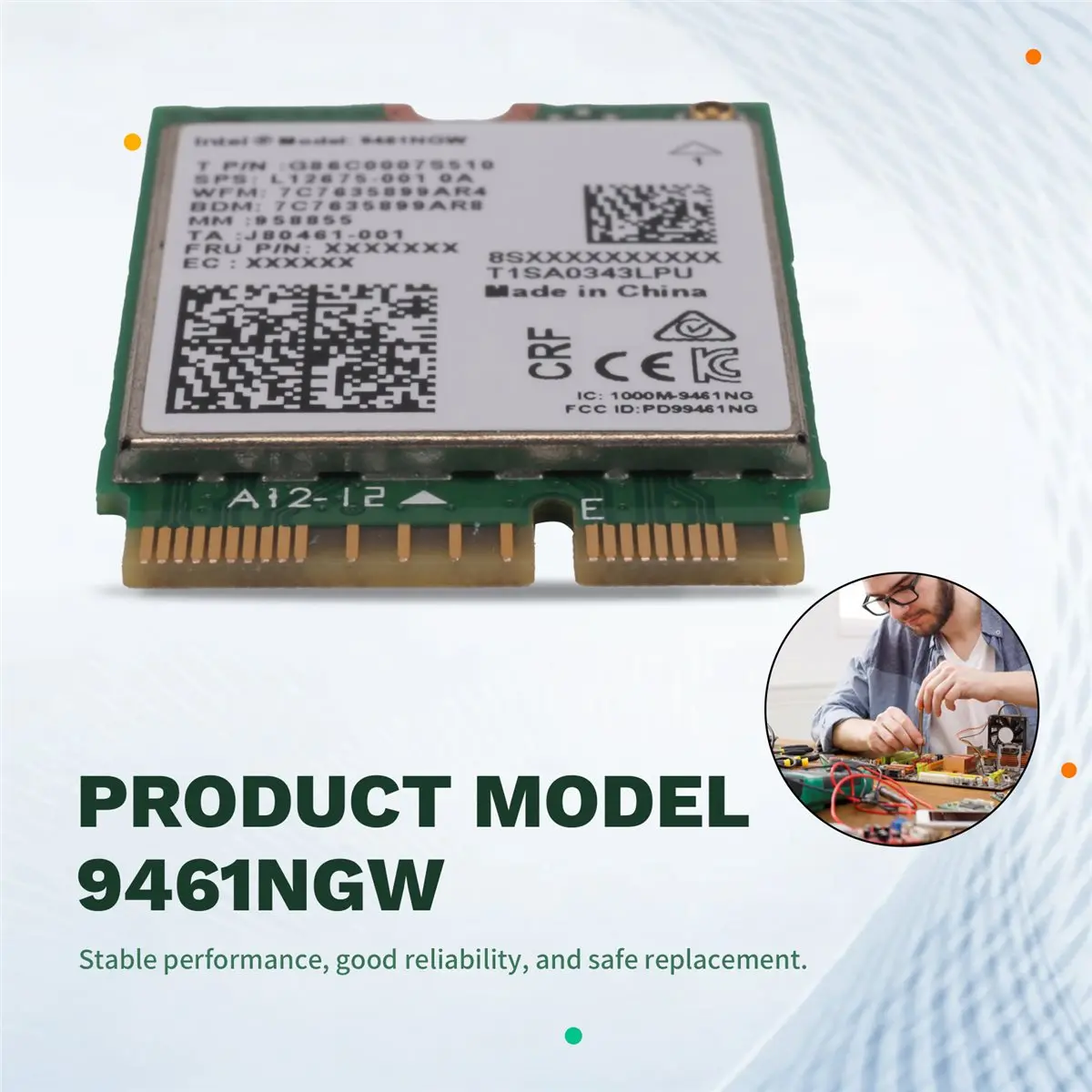 SCLS For 9461NGW WiFi Card AC 9461 2.4G/5G Dual Band 802.11AC M2 Key E CNVI Bluetooth 5.0 Wireless Adapter