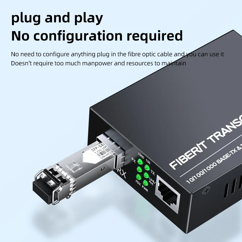 BYXGD Gigabit SFP Fiber Media Converter 1.25G Single Mode SC LC Single/Dual Fiber BIDI 20KM 40KM 80KM Ethernet FTTH Transceiver