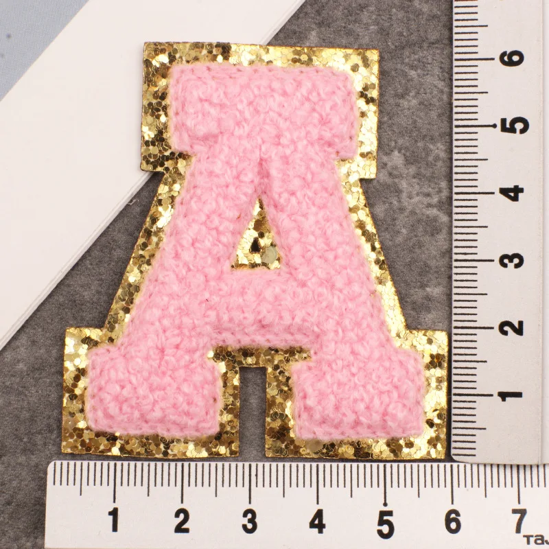 Letter Patches for Clothing Pink Alphabet Towel Embroidery Patches Ironing Appliques Child Women Clothes Diy Name Badges