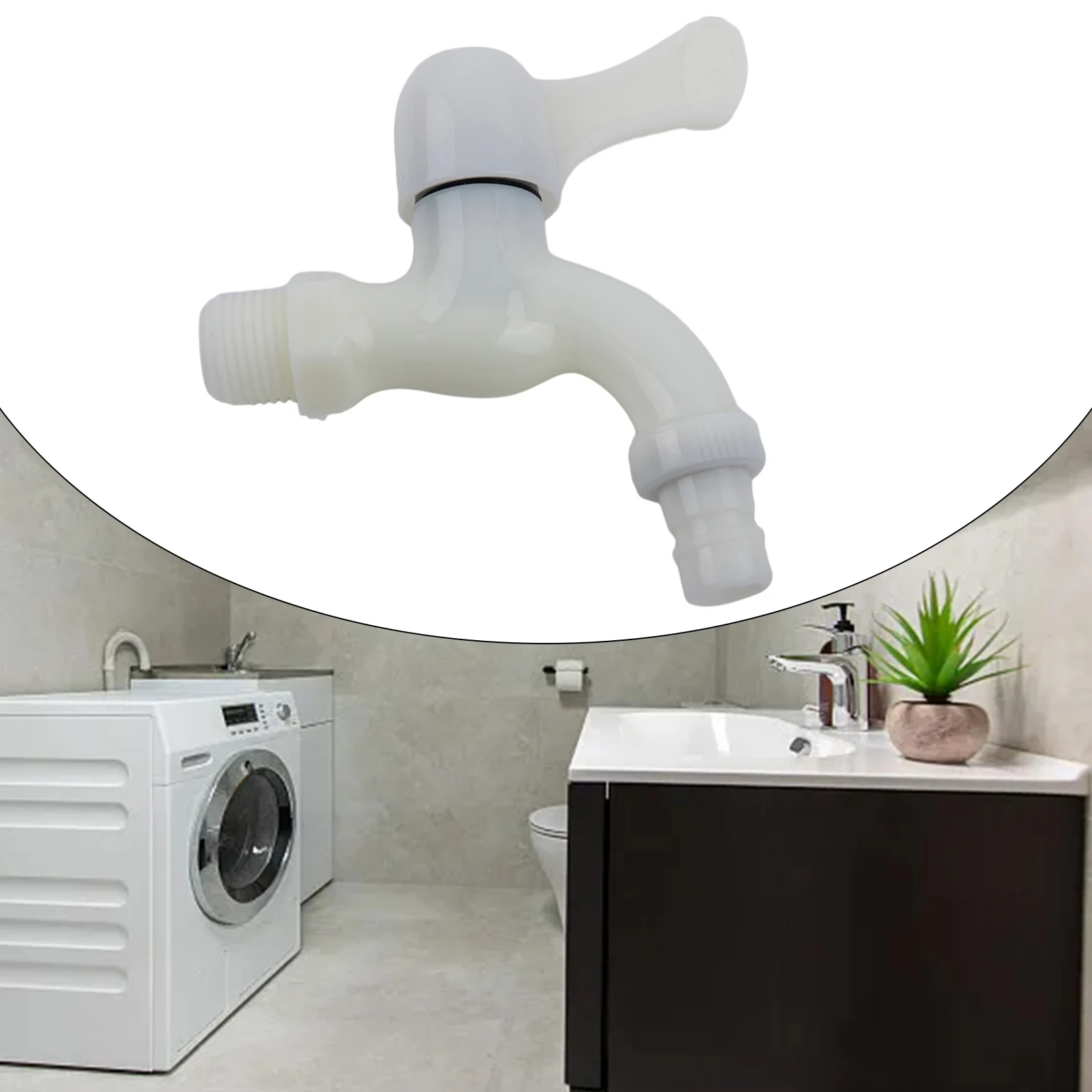 Washing Machine Faucet Single Cold Water Faucet Plastic Faucet Skid-proof Faucet Nozzle G1/2 Male Natural Color 1 Pcs