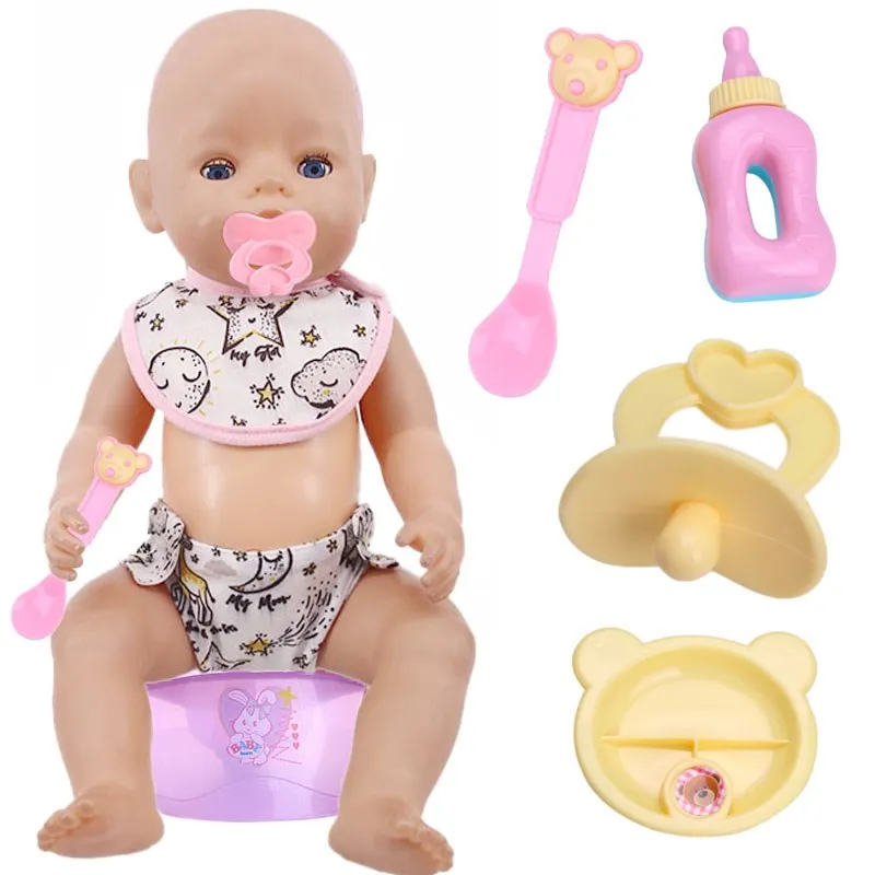 2Pcs Diapers + Bibs Doll Clothes Accessories For 43Cm Baby New Born And 18Inch American Doll Generation Girl's Holiday Gifts