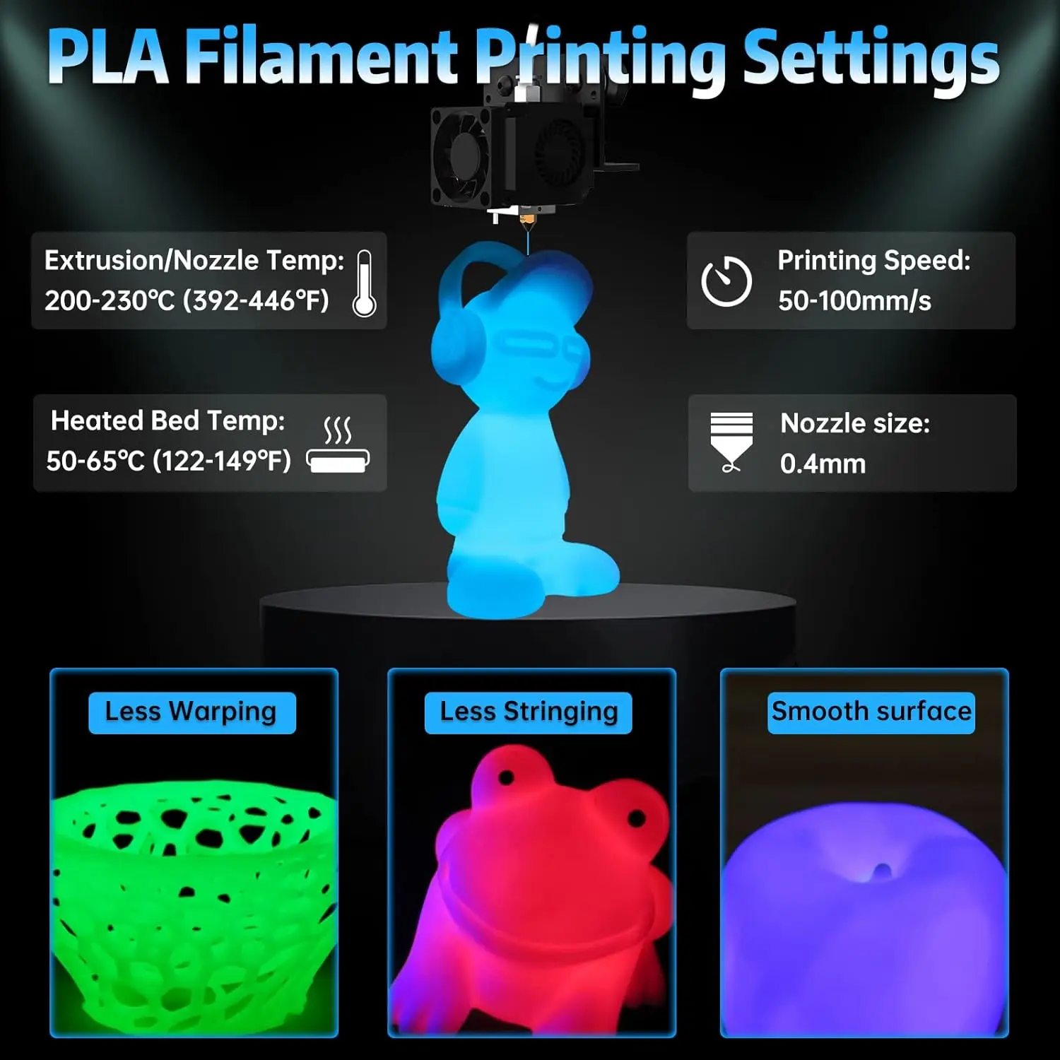 Glow in The Dark PLA 3D Printer Filament 1.75mm 3D Printing Filament Dimensional Accuracy +/- 0.03mm for Most FDM