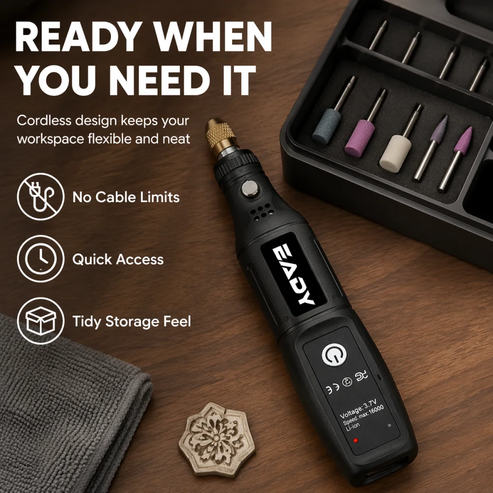 Cordless Mini Electric Drill Rotary Tool – USB Rechargeable Engraving Pen for Polishing, Grinding, Carving – Handheld Dremel