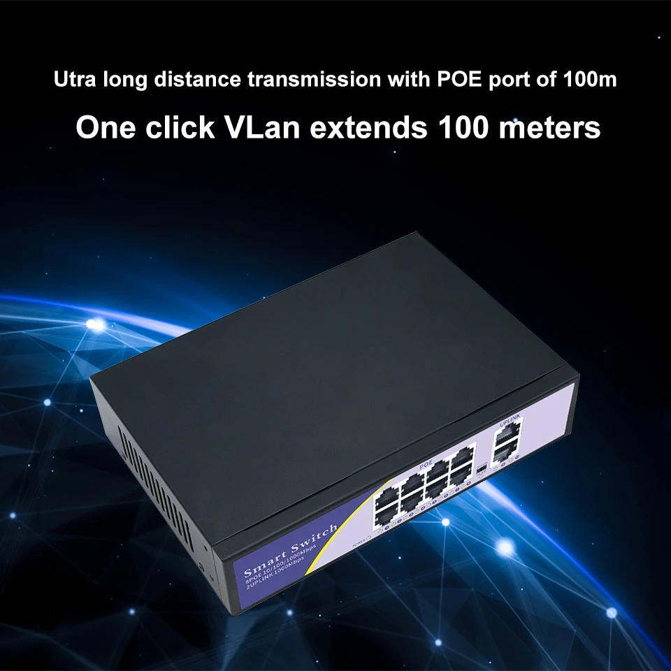 KuWFi-conmutador POE de 48V y 4/8 puertos, conmutador de red Gigabit, Ethernet, VLAN, 10/100/1000Mbps, para cámara IP CCTV, inalámbrico, AP Watchdog