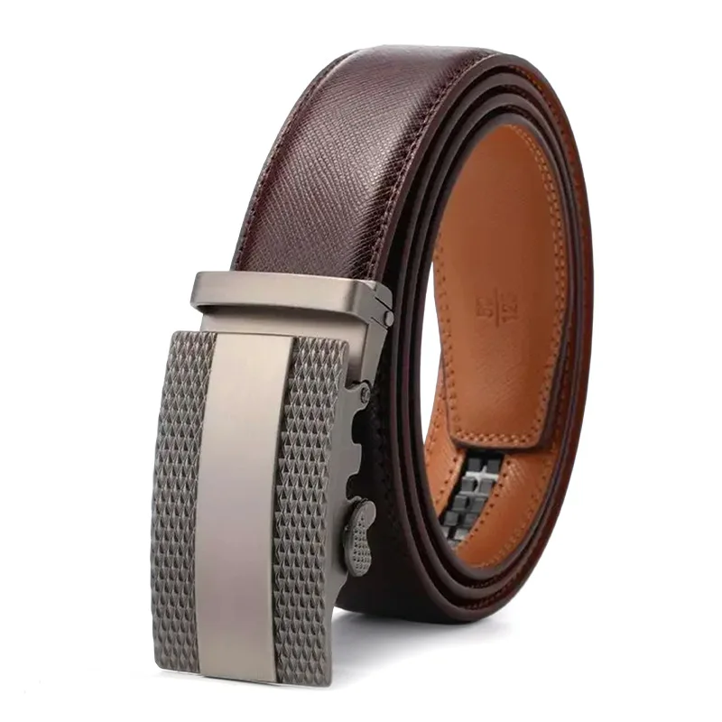 

Men's Genuine Leather Adjustable Automatic Buckle Belt Black/Brown Gear-Style Belt High-Quality Business Casual Men's Belt