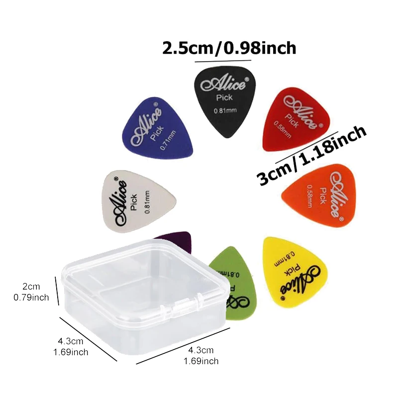12pcs/set Guitar Pick with Mini Box Mixed ABS Premium Matte Anti-Skid Guitar Pick for Acoustic Electric Guitars Bass TMZ