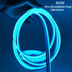 DC5V Led Neon Strip Light impermeabile 6mm corda stretta Flex Tape silicone Tube Bar segno fai da te rosso verde blu giallo rosa bianco