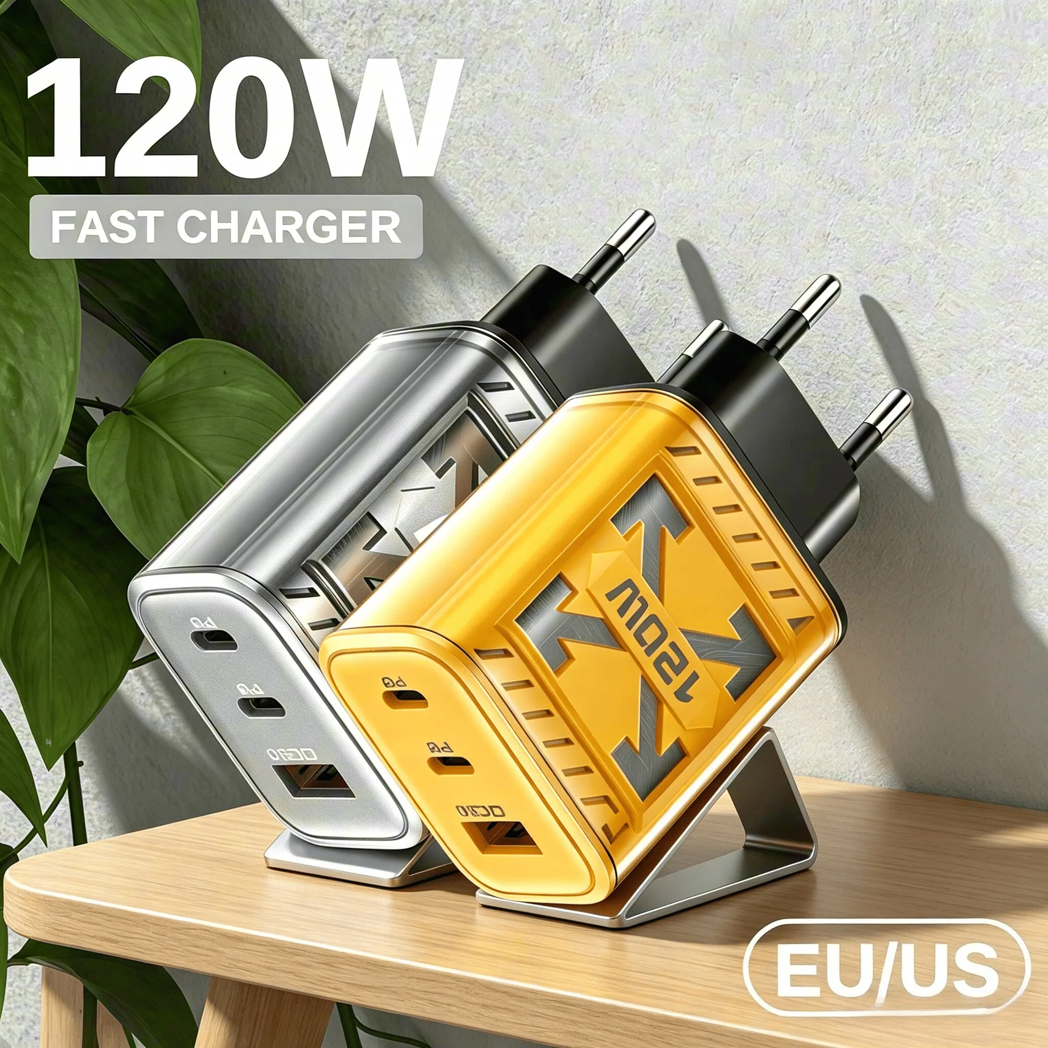 3 in 1 USB Type C 120W Fast Charging Charger For iPhone Samsung Huawei Xiaomi Honor PD High Speed Charge Mobile Phone Adapter