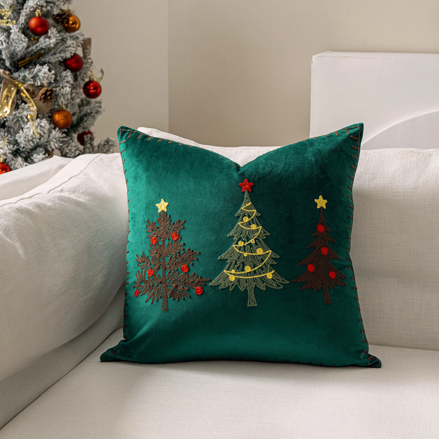 1pc Stickerei Kissenbezug Weih – Embroidery Xmas Tree Bewertung und Preis