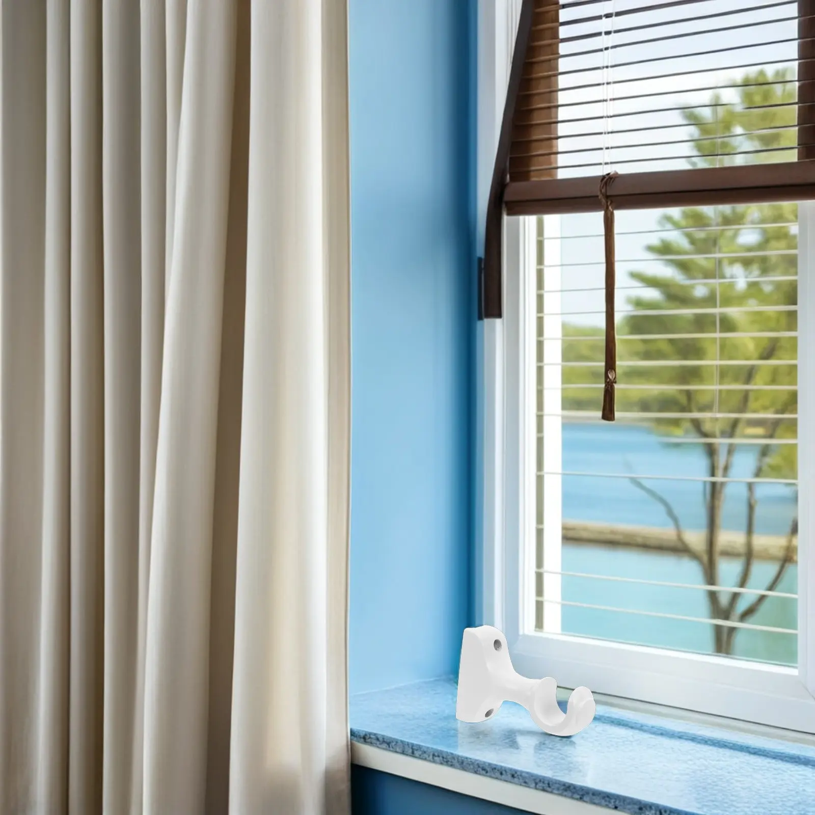 2Pcs Wood Curtain Rod Brackets Window Curtain Support Holders Wall Mounted 29Mm Diameter Drapery Rod Hangers Bedroom Living Room