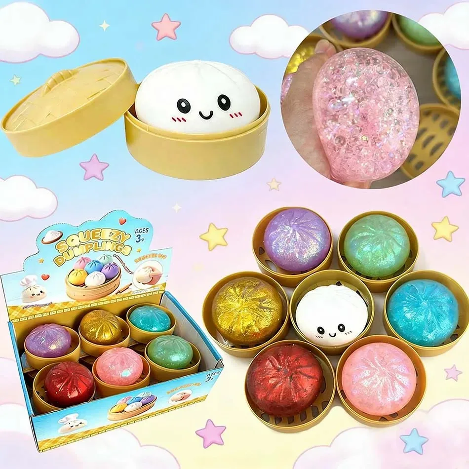 

Simulation Flash Dumpling Pressure Ball Sparkling Stress Relieving Soft Decompression Office Home Decor Mini Gift For Adults