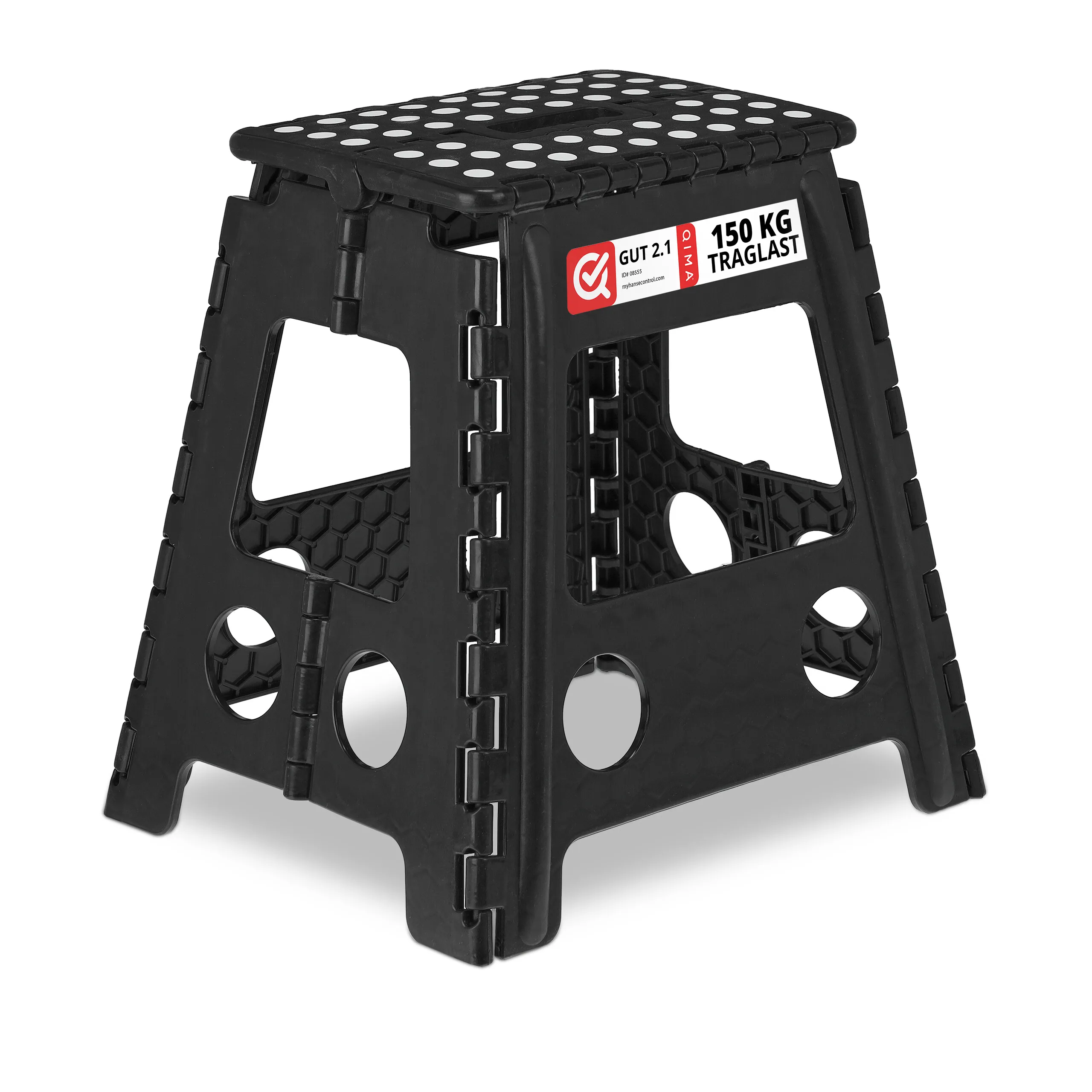 Tabouret pliable, pour salle de bains, jardinage et camping, plastique avec mousse EVA, siège antidérapant, 150 kg, 39 x 39 x 32 cm, noir, Relaxdays