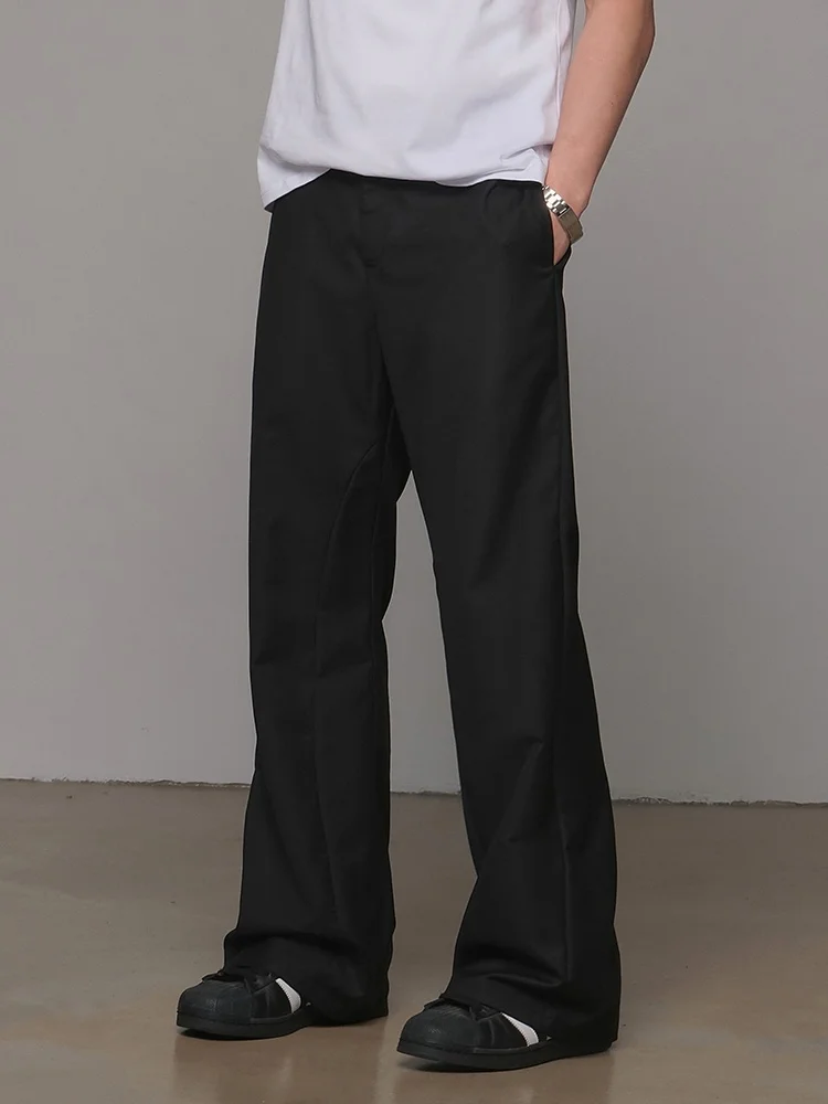 

American Retro Bla Flared Casual Pants Men's New 2025 High-End Light Maturi Iron-Free Pure Color Floor-Length Trousers