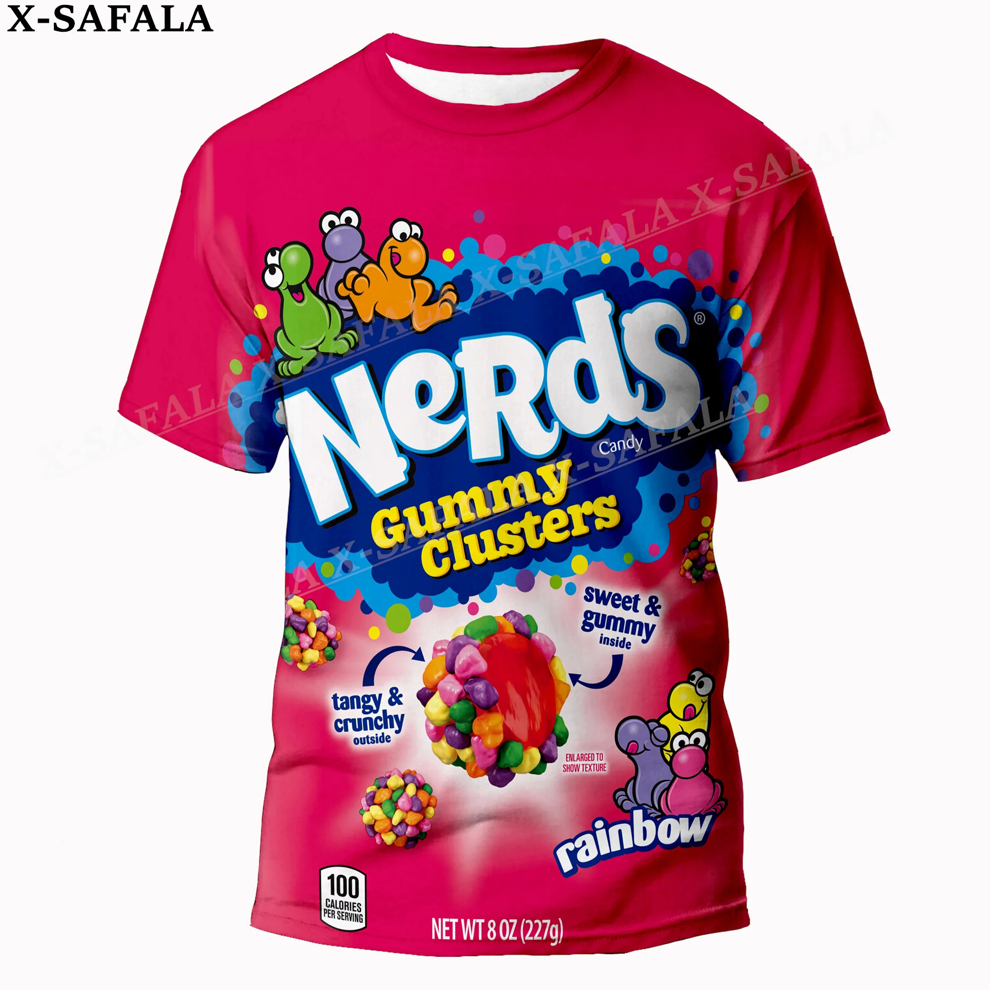 Novelty Funny Nerds Candy Food Customized 3D Printed High Quality Milk Fiber T-shirt Round Neck Men Female Casual Tops-3