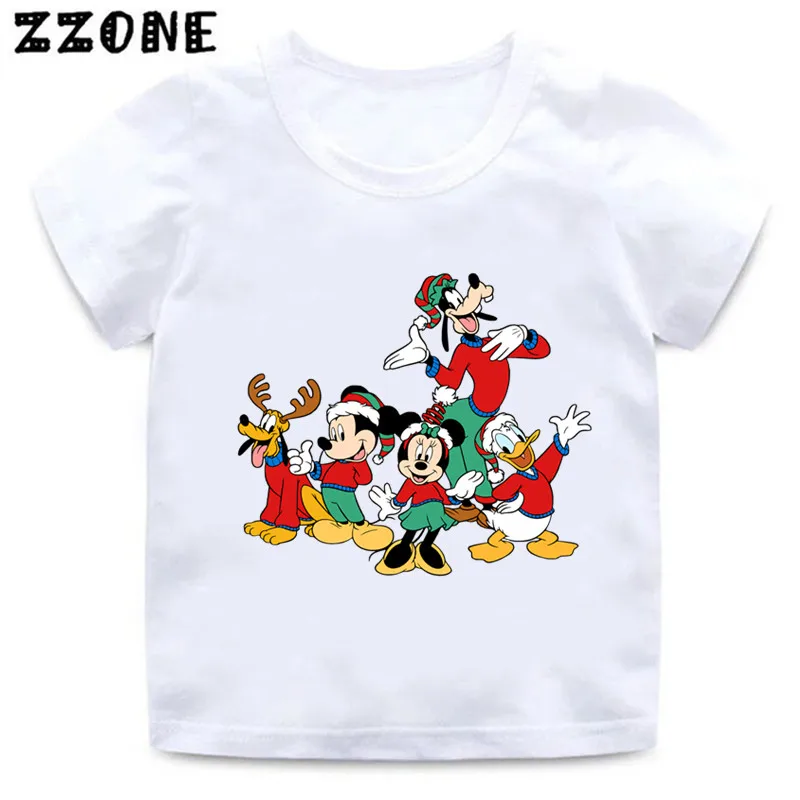 

Mickey Minnie and Friends Christmas Santa Print Funny Kids T-Shirts Girls Clothes Baby Boys T shirt Summer Children Tops,ooo5826